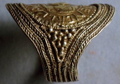 Late Saxon ring, probably c.7th century gold (detail) by Anglo Saxon